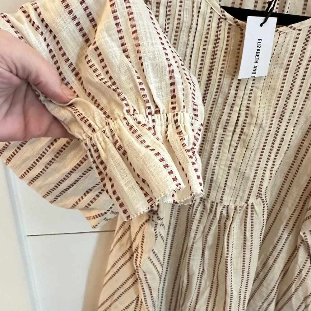 NWT ELIZABETH AND JAMES Pintuck puff sleeve 100% cotton cottagecore gypsy blouse - Picture 8 of 14